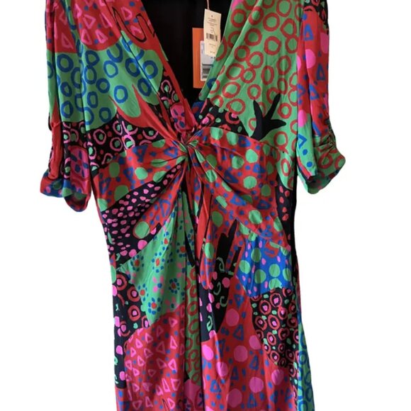 NWT Rhode Leanna Mini Dress - Mixed Print, Twist-Front - Size 14 - Picture 4 of 15